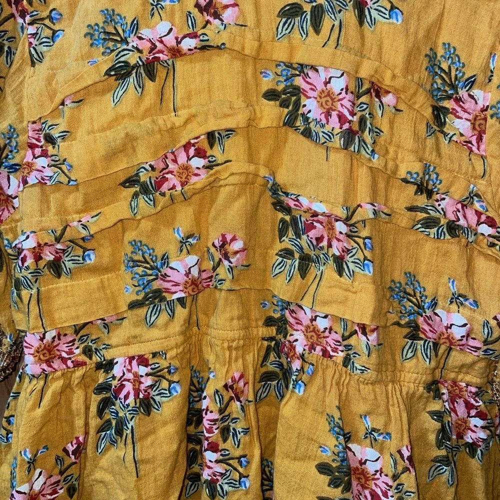 Pink Chicken Girl's Size 12Y Puff Sleeve Beaded Sleeves Floral Pleated